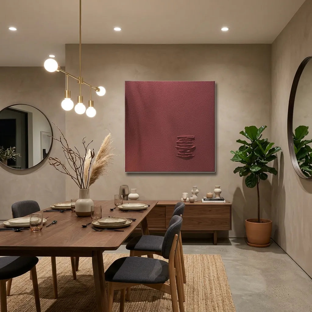 Red Minimalist Relief Print for Modern Luxury Home Office YY#1505