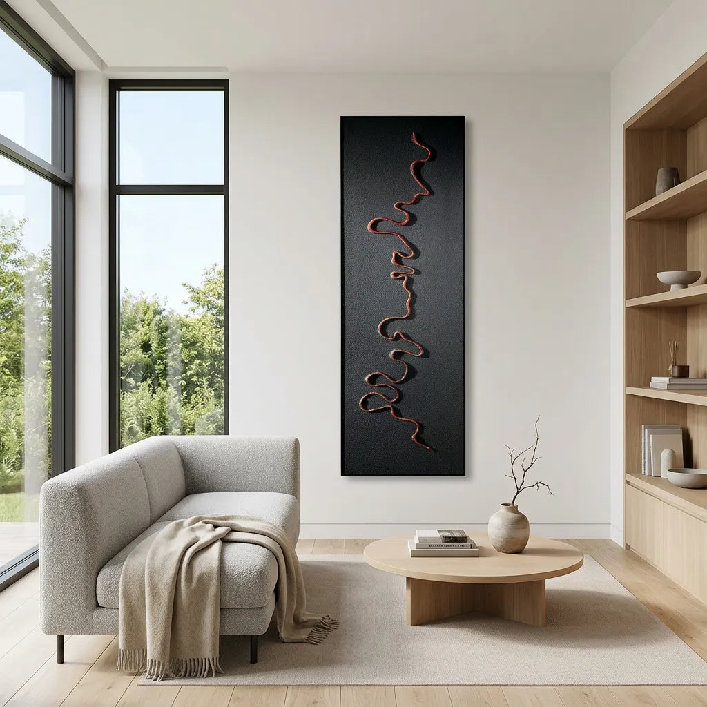 Red Ribbon Relief Print for Modern Minimalist Hallway YY#1513