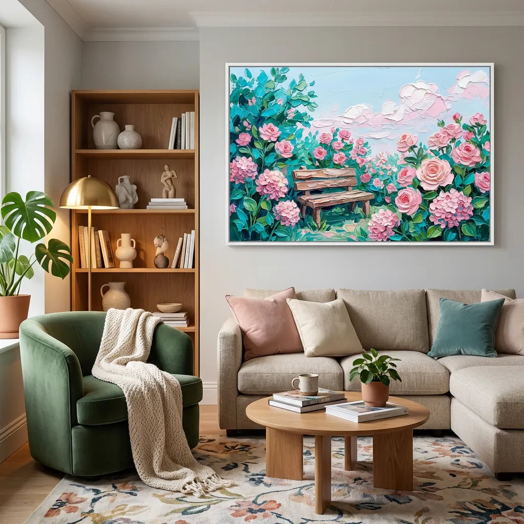 Rose Garden Bench Painting AA#0242