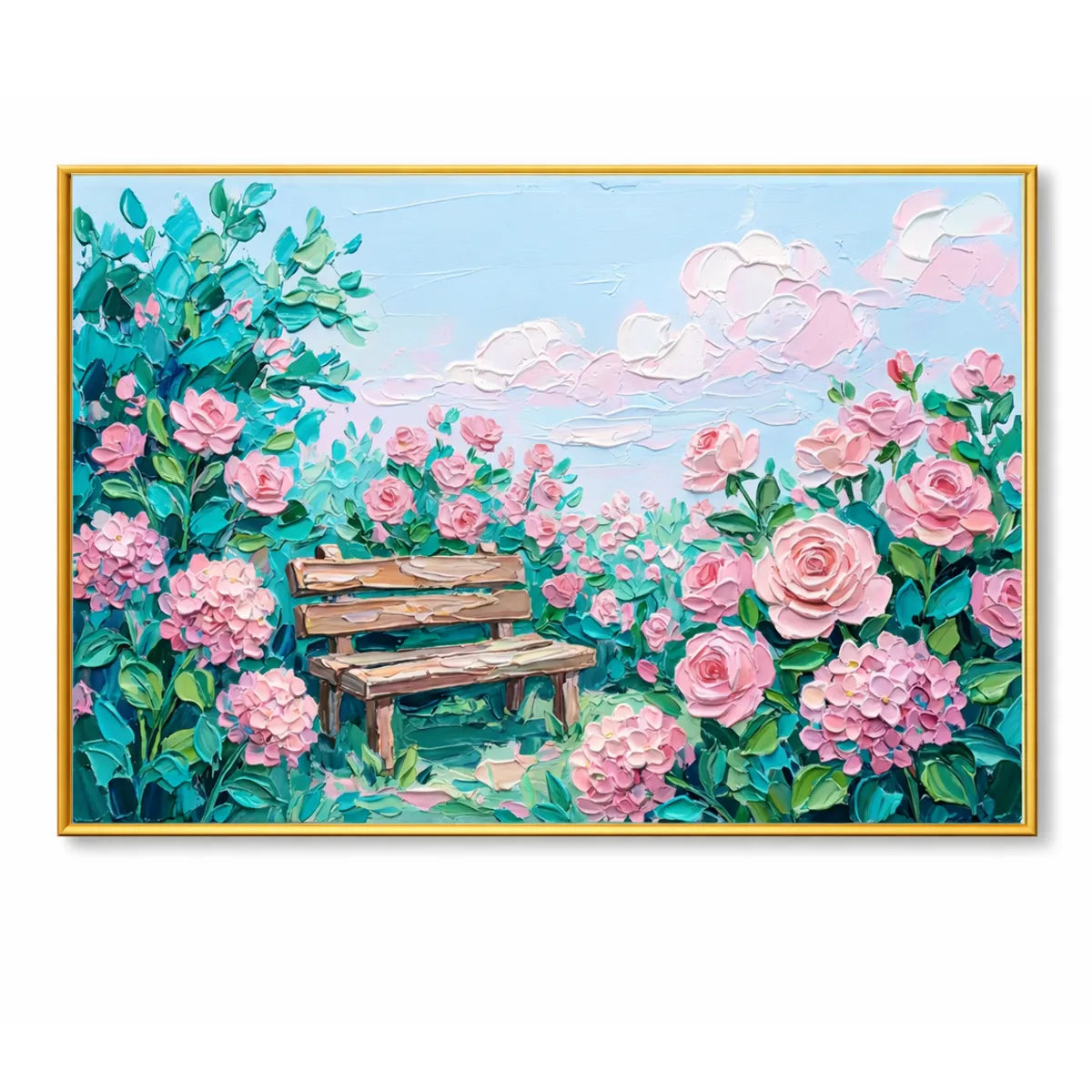 Rose Garden Bench Painting AA#0242