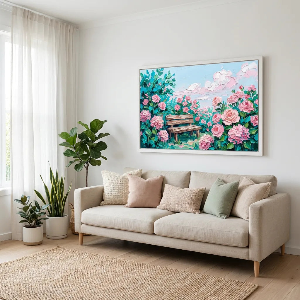 Rose Garden Bench Painting AA#0242