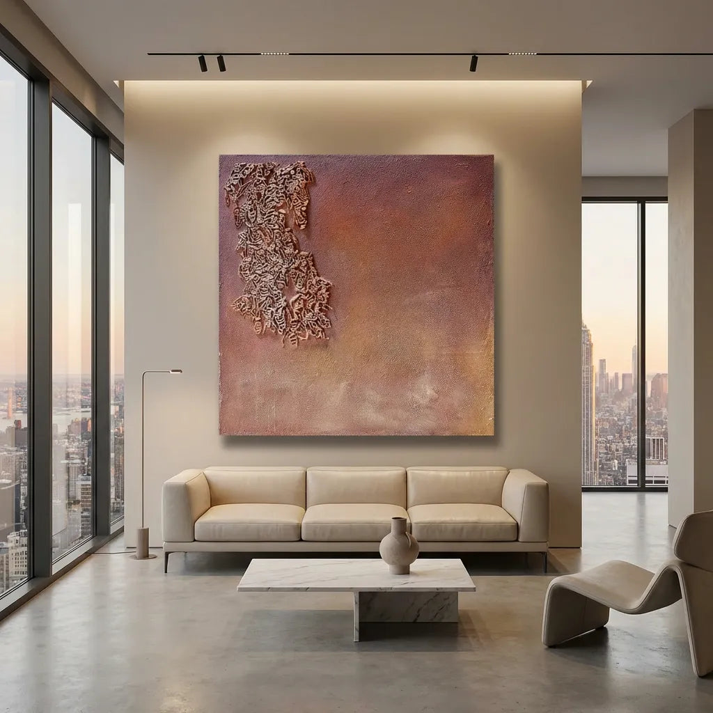 Rustic Terracotta 3D Textured Abstract Art  PM#3604