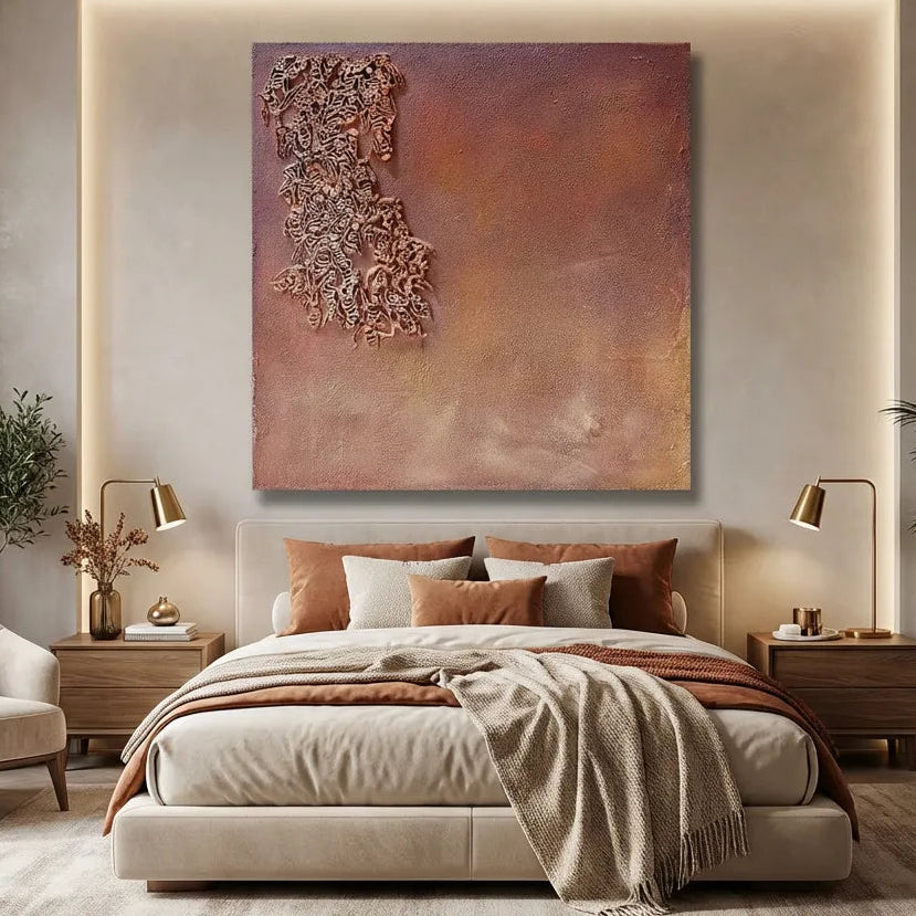 Rustic Terracotta 3D Textured Abstract Art  PM#3604