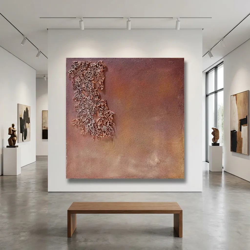 Rustic Terracotta 3D Textured Abstract Art  PM#3604