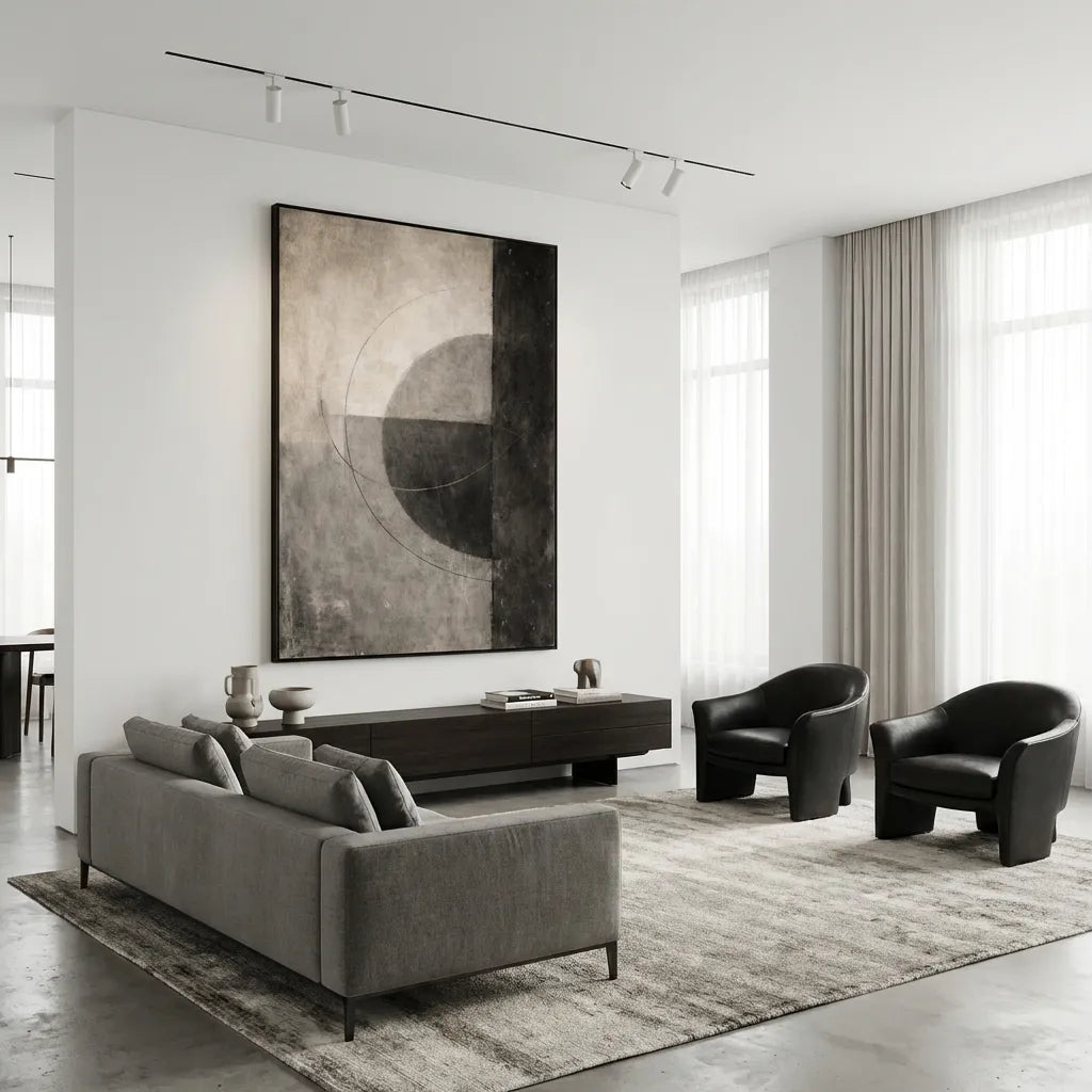 Shadow Circle-Neutral Abstract Painting AP#0613