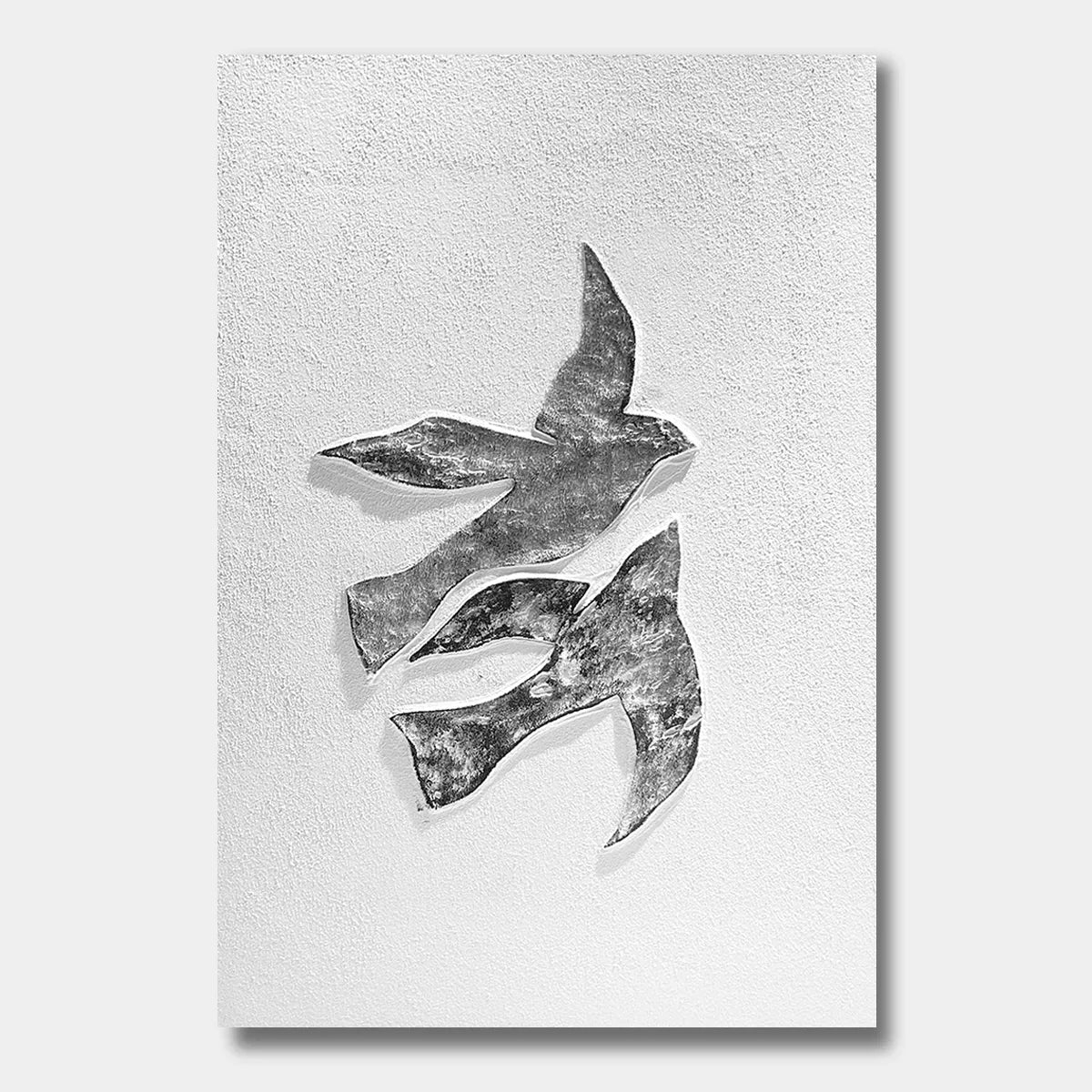Silver Bird Duo Textured Abstract Art PM#3625