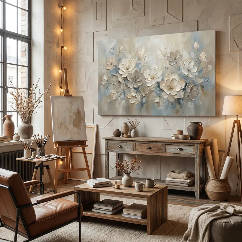 Soft Blue Floral Painting AA#0231