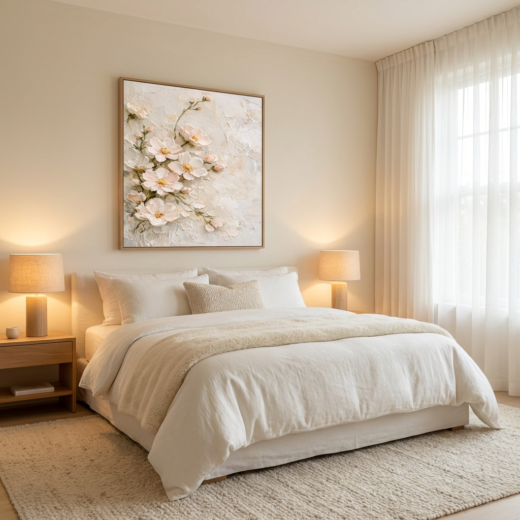 Soft Blush Textured Flower Painting AA#0210