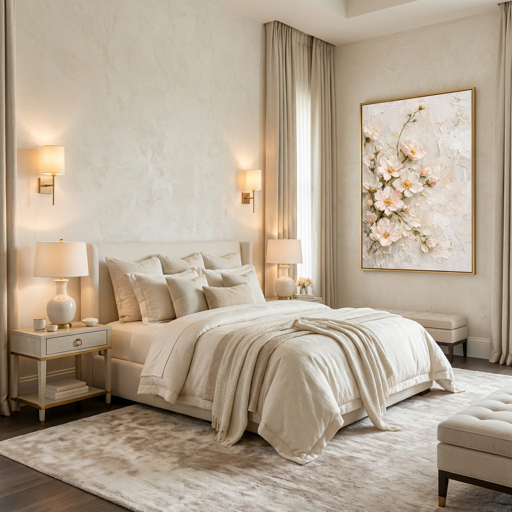 Soft Blush Textured Flower Painting AA#0210