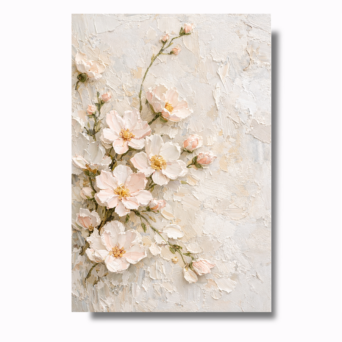 Soft Blush Textured Flower Painting AA#0210