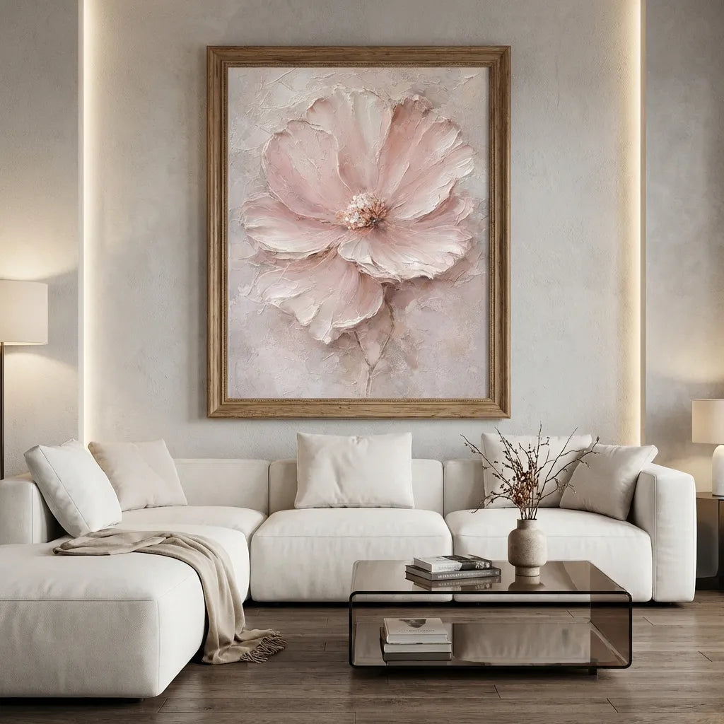 Soft Pink Textured Floral Painting AA#0264