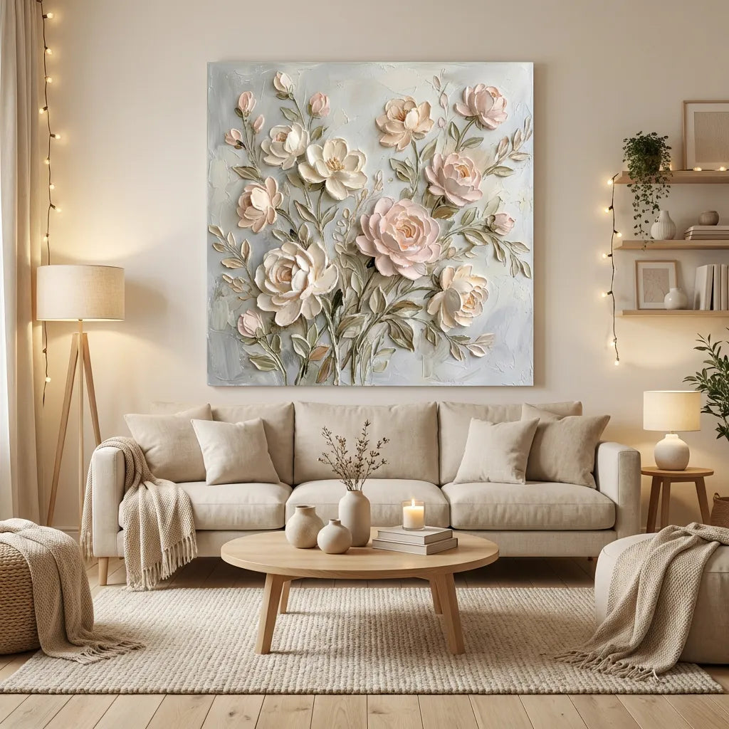 Soft Rose Floral Relief Painting AA#0234