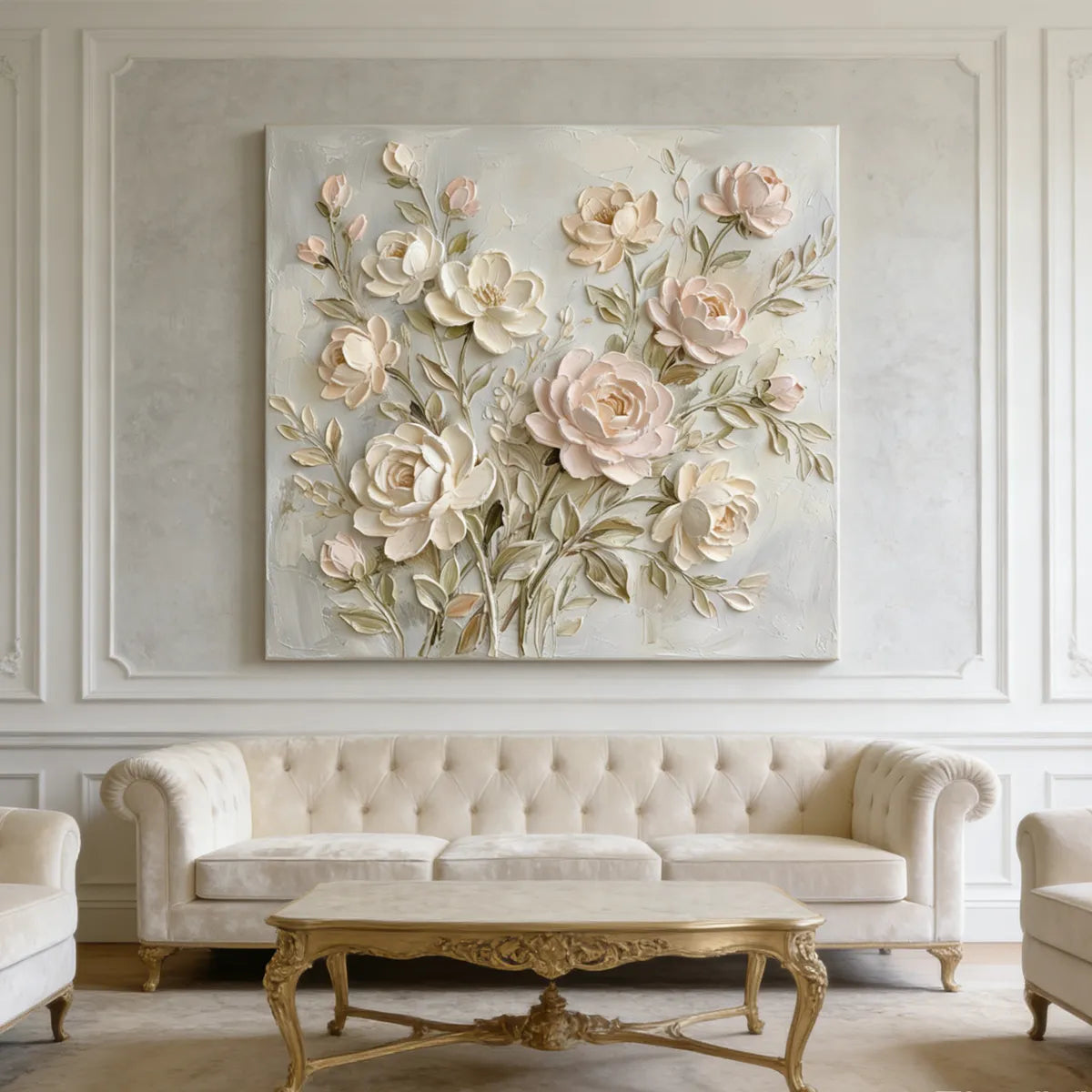 Soft Rose Floral Relief Painting AA#0234