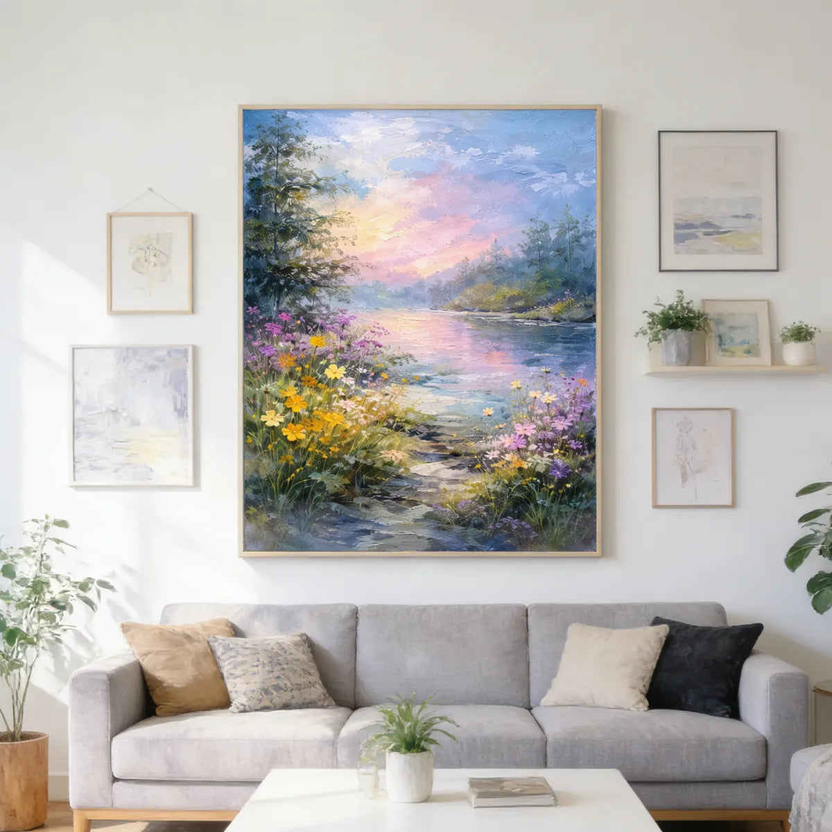 Sunset Lake Landscape Painting AA#0218