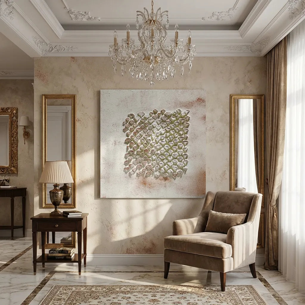 Textured Geometric Relief Painting PM#3695