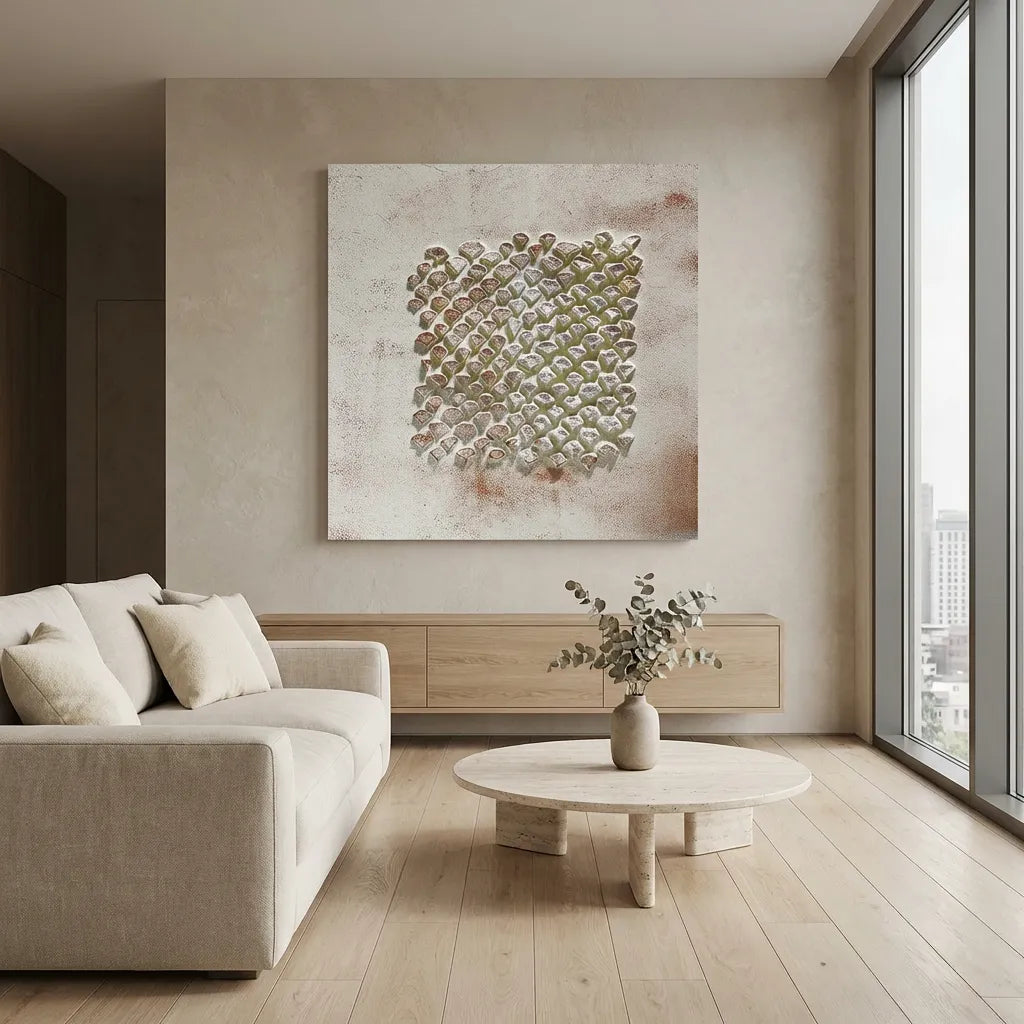 Textured Geometric Relief Painting PM#3695