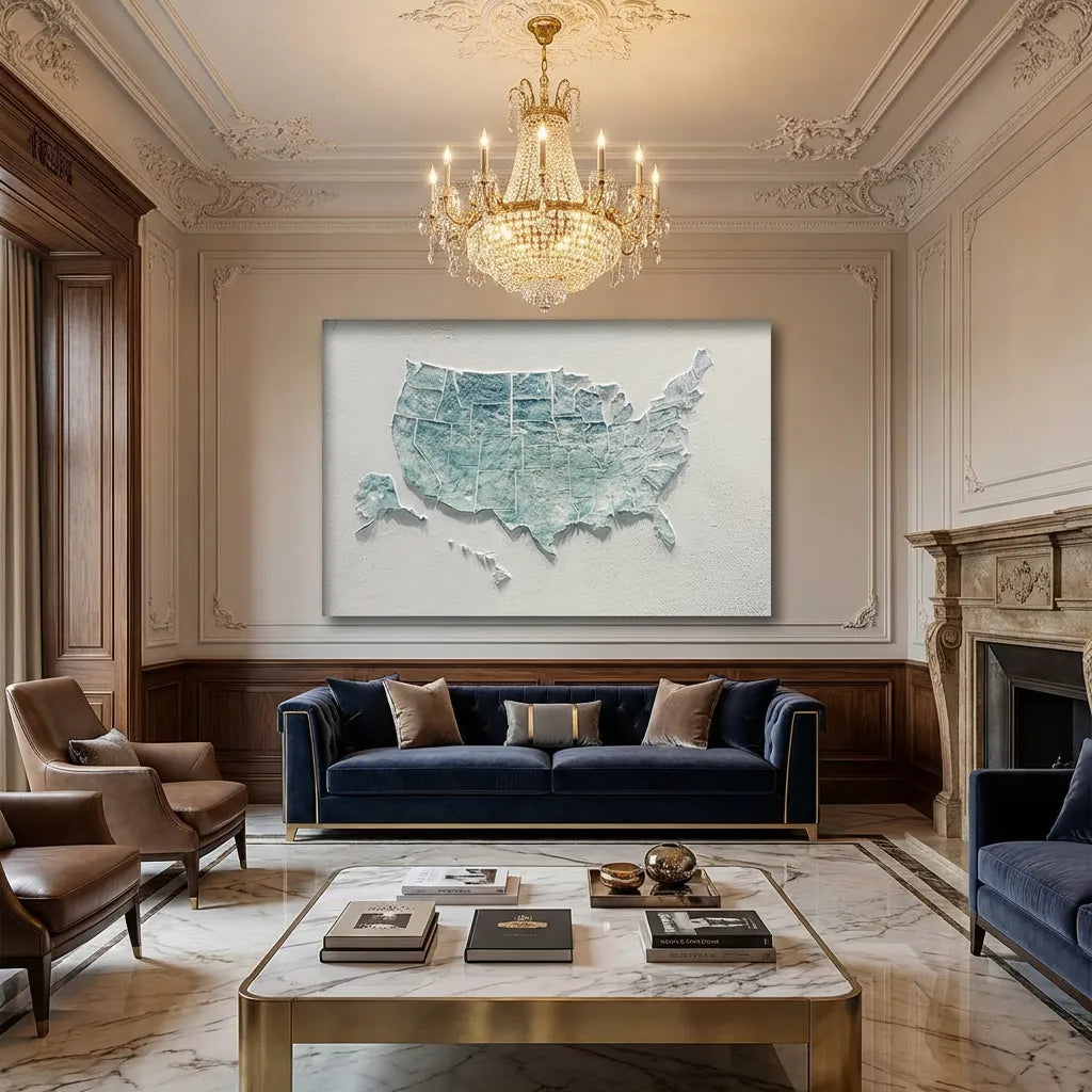 USA Map Textured Relief Art PM#3634