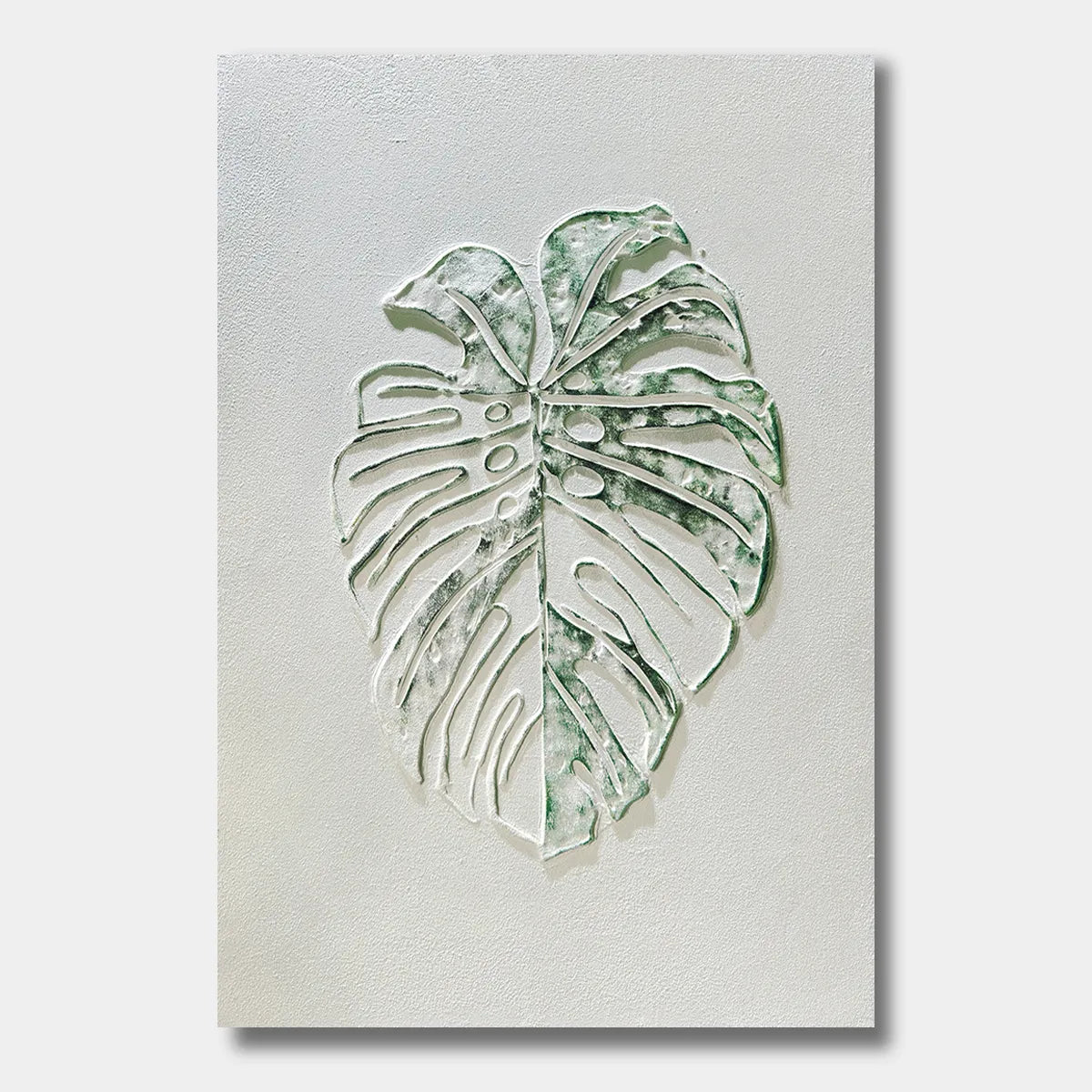 Variegated Monstera Relief Textured Abstract Art PM#3624