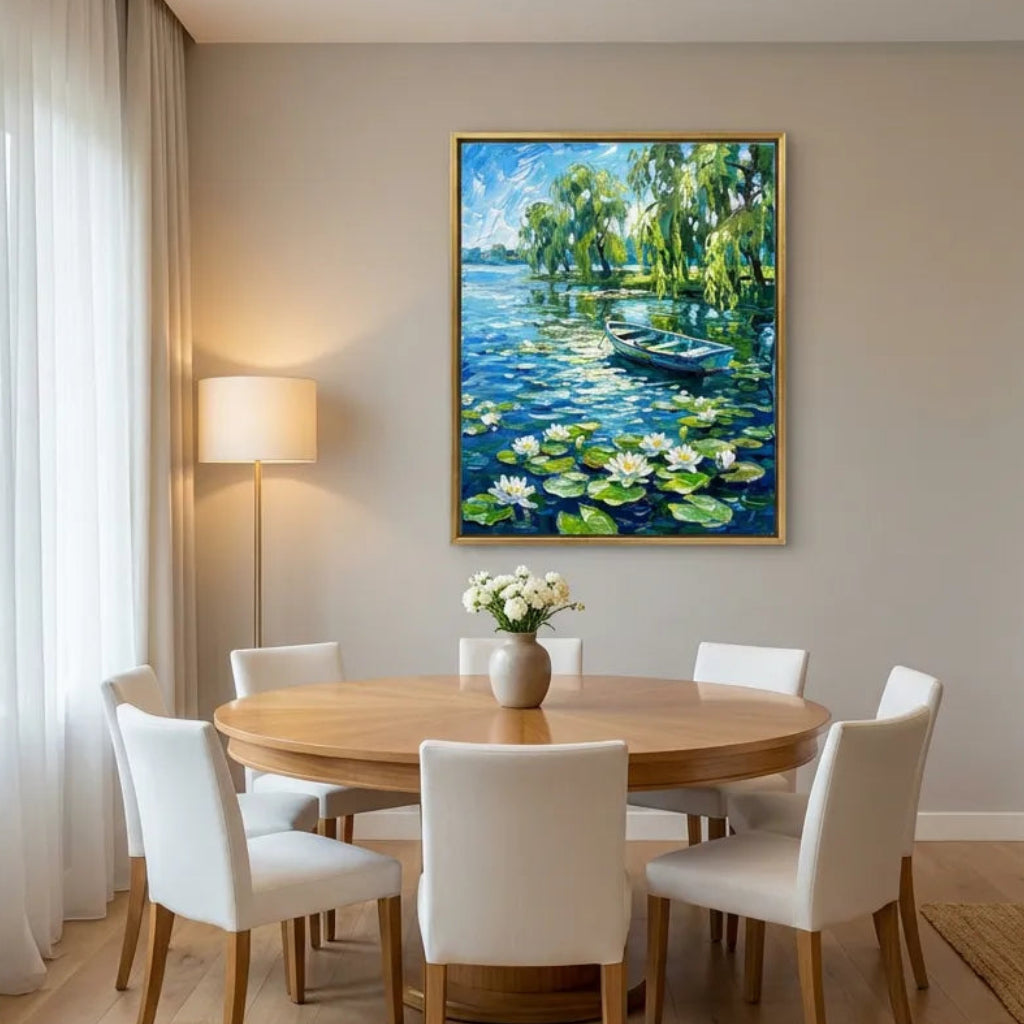 Water Lily Lake Boat Painting AA#0246