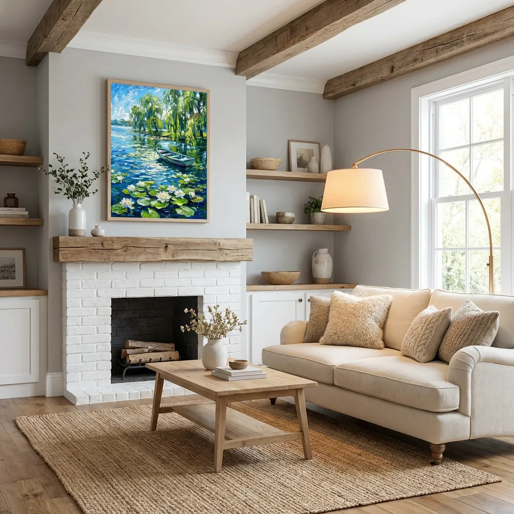 Water Lily Lake Boat Painting AA#0246