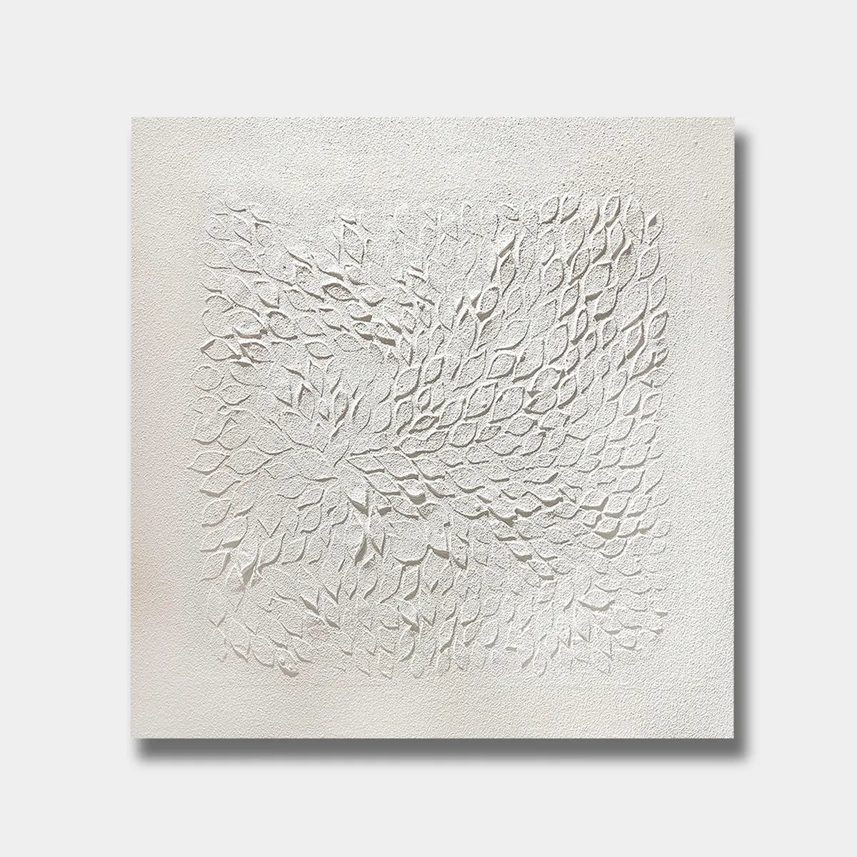 White Botanical Textured Abstract Painting PM#3694