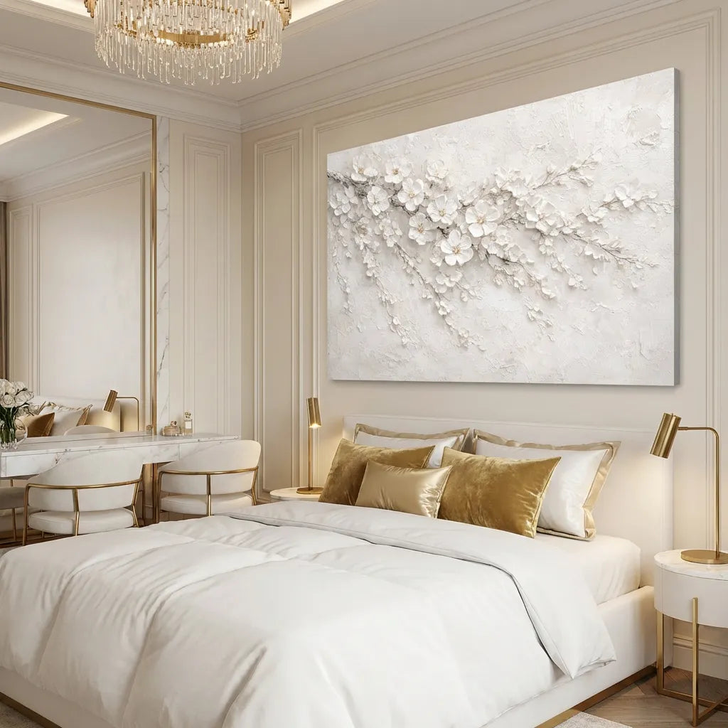 White Cherry Blossom Panorama Painting AA#0213