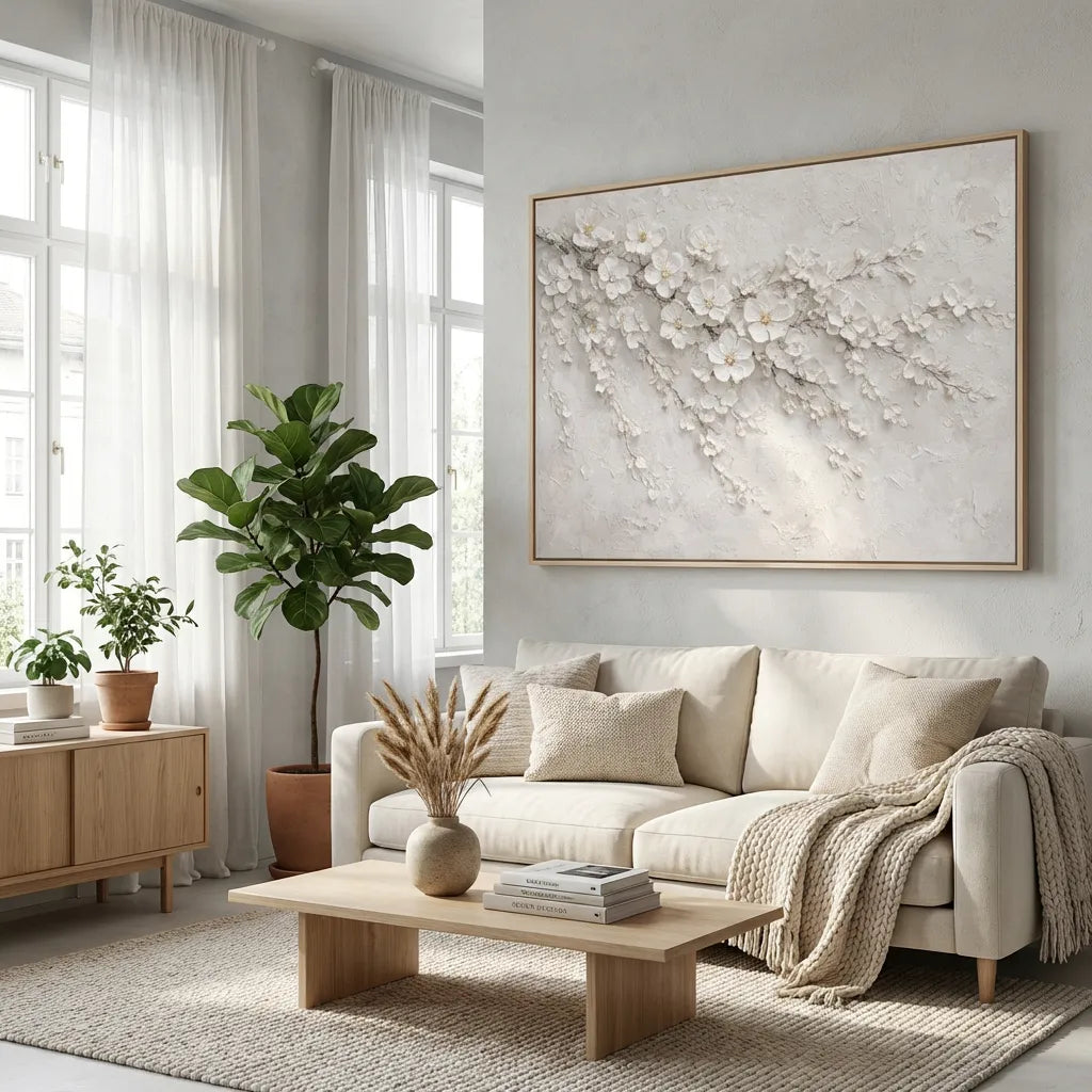 White Cherry Blossom Panorama Painting AA#0213