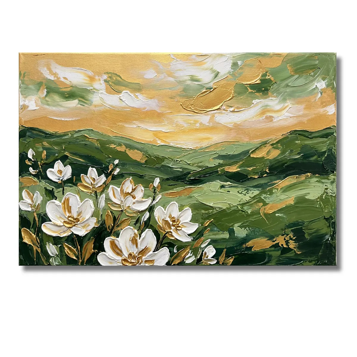 White Floral Landscape Painting AA#0230