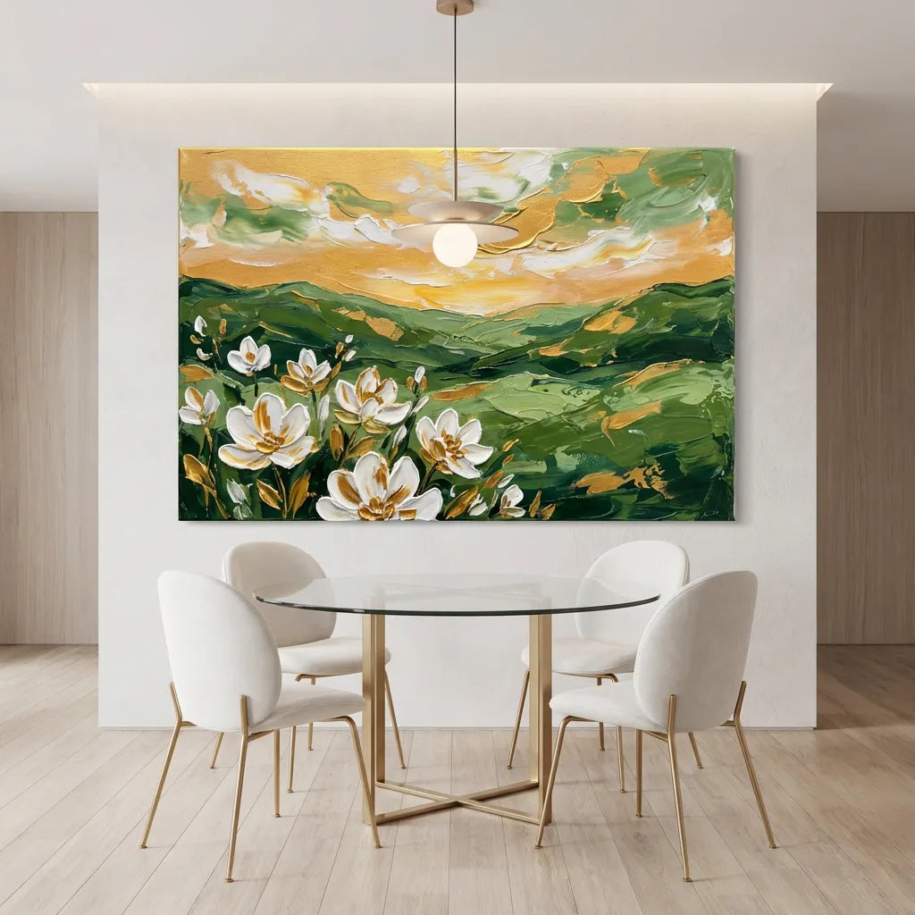 White Floral Landscape Painting AA#0230
