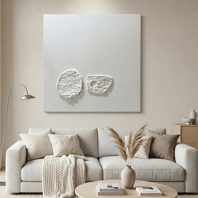 White Fossil Relief Print for Minimalist Living Room  YY#1502