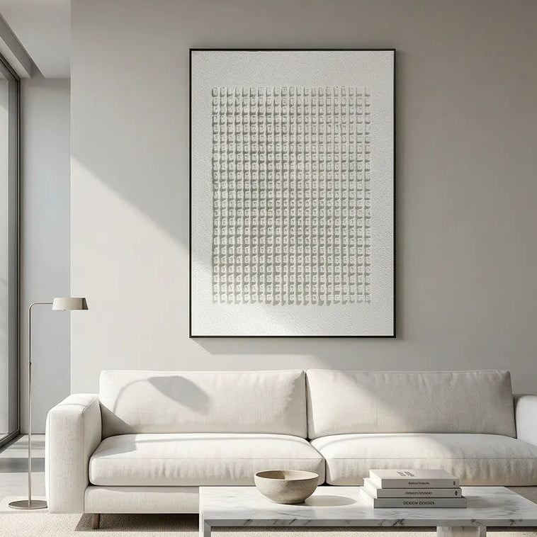 White Grid Relief Print for Modern Minimalist Office YY#1529
