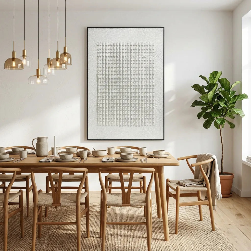 White Grid Relief Print for Modern Minimalist Office YY#1529