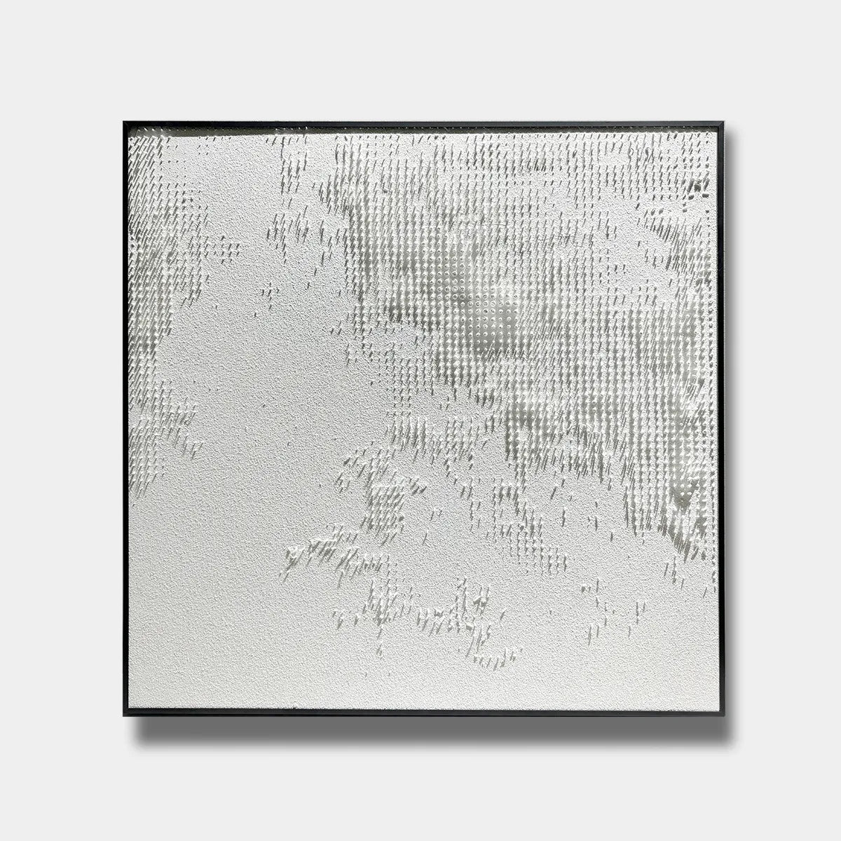 White Grid Relief Print for Modern Minimalist YY#1534