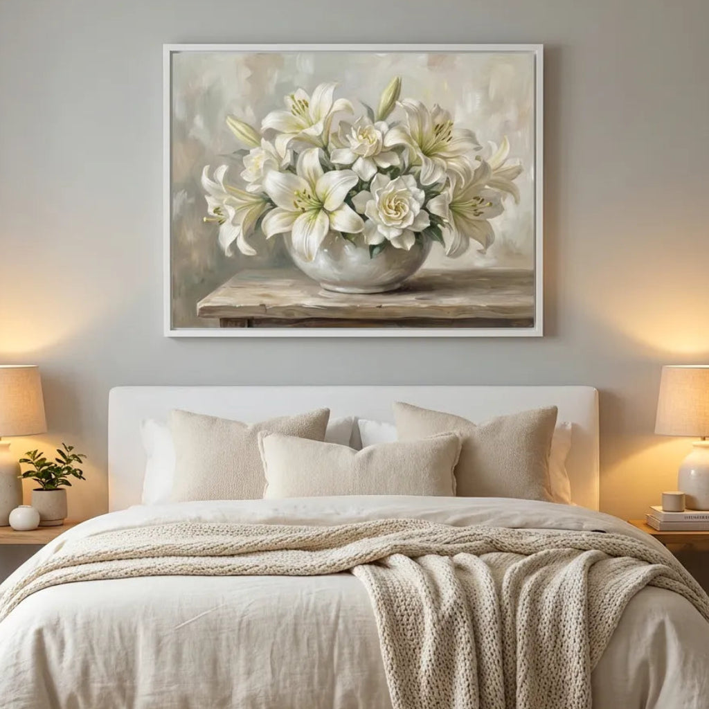 White Lily & Rose Still Life Painting  AA#0239