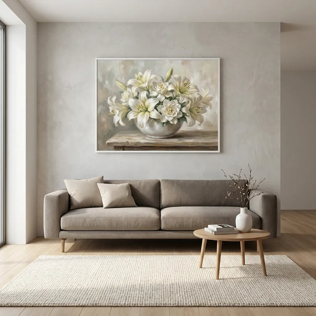 White Lily & Rose Still Life Painting  AA#0239