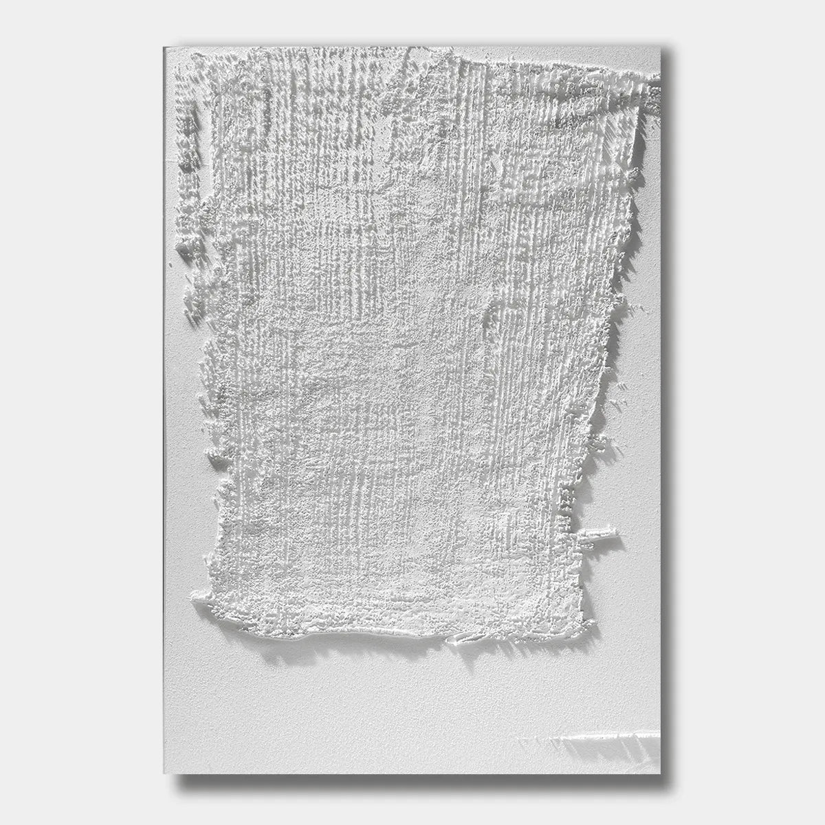 White Linen-Textured Abstract Plaster Art PM#3602