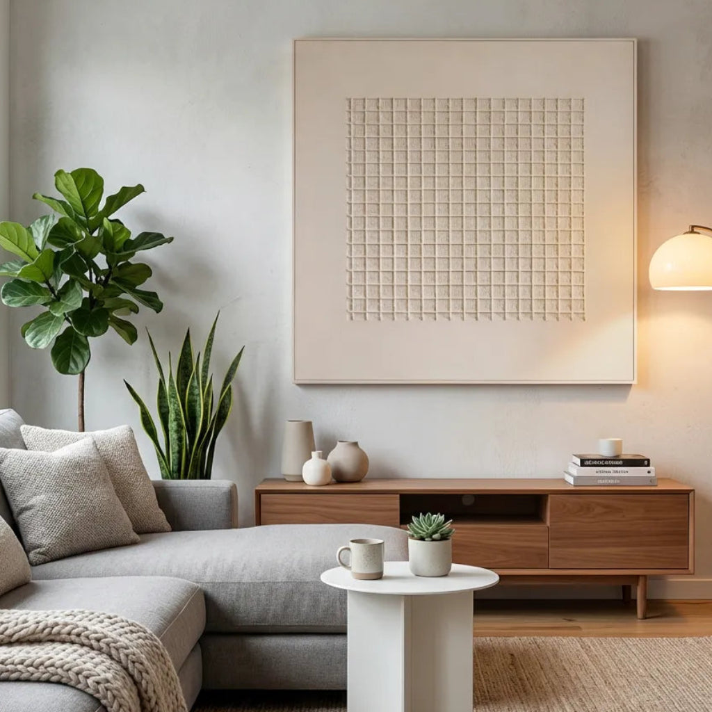 White Minimal Textured Abstract Painting AA#0261