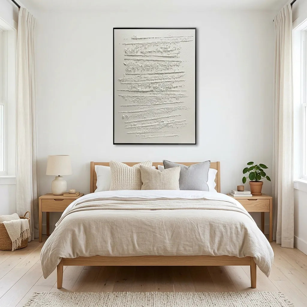 White Minimalist Relief Print  YY#1528
