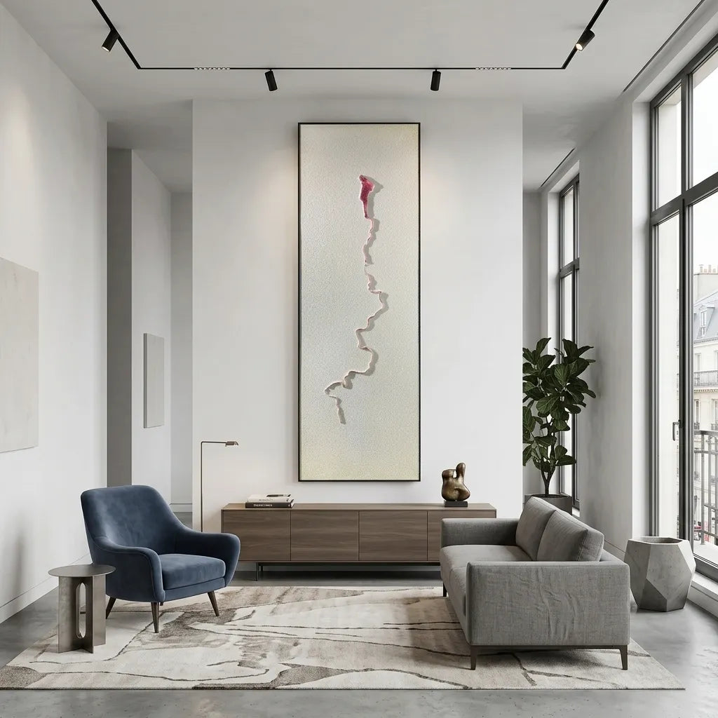 White Silk Thread Relief Print for Zen Minimalist Hallway YY#1514