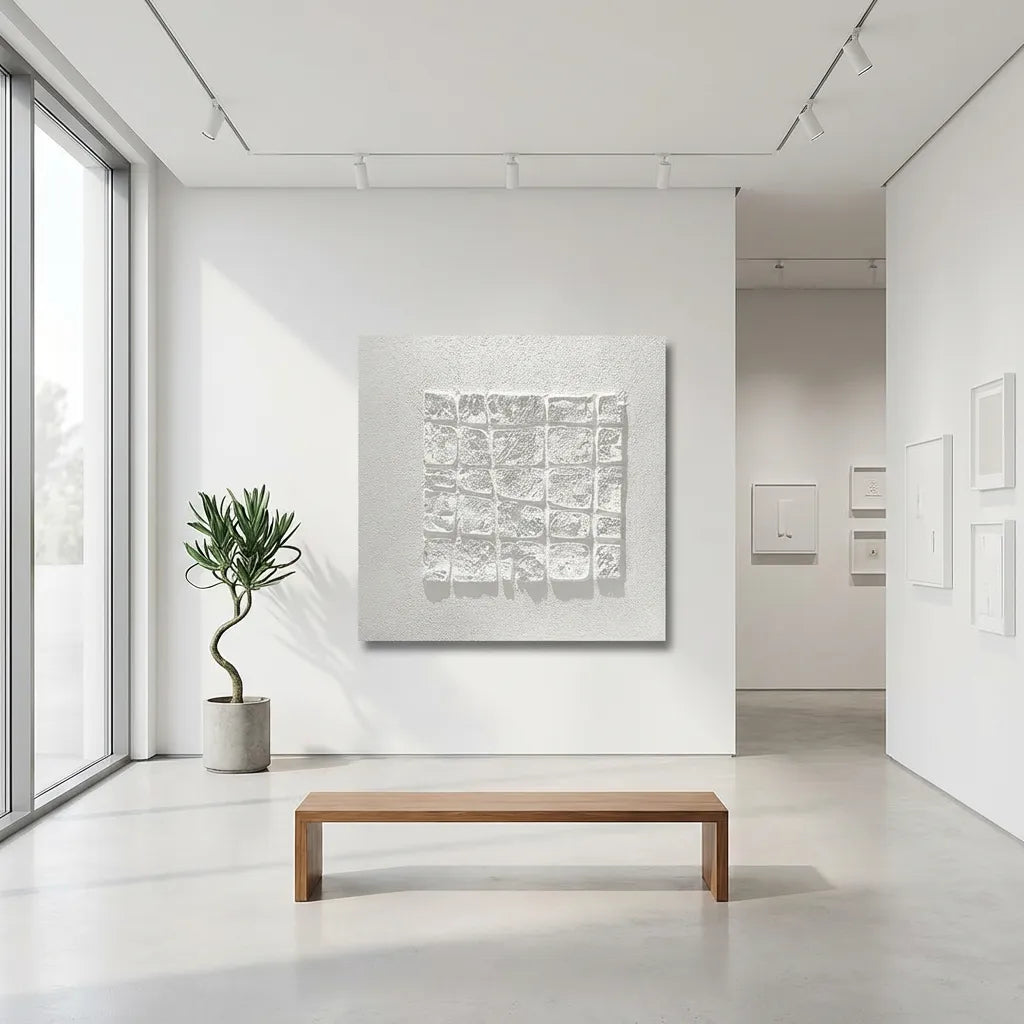 White Stone Relief Abstract Painting PM#3696