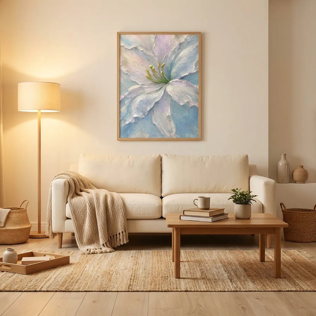 White Textured Floral Painting AA#0263