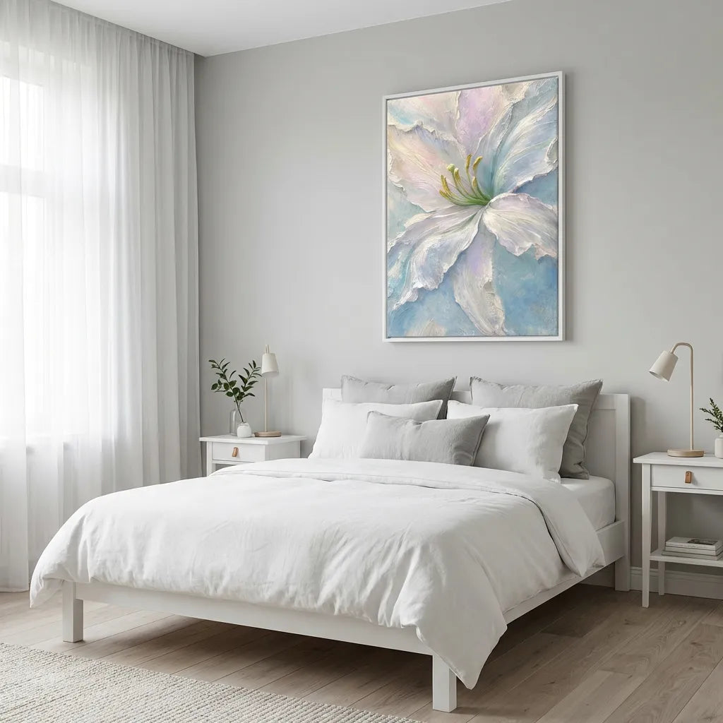 White Textured Floral Painting AA#0263