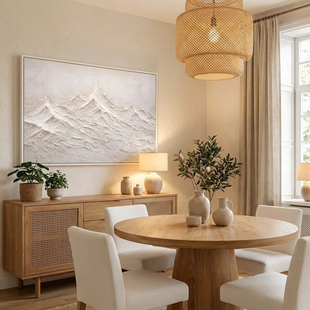 White Textured Mountain Painting AA#0270