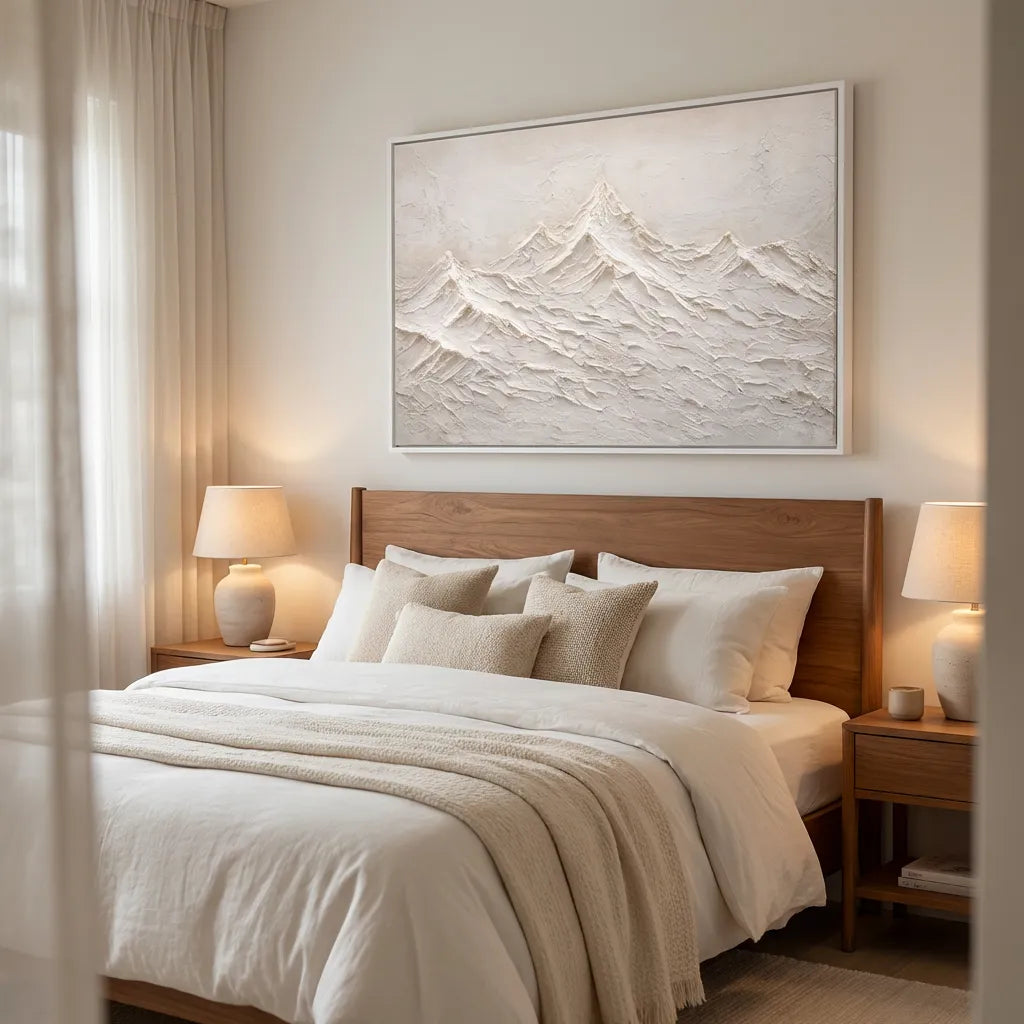 White Textured Mountain Painting AA#0270