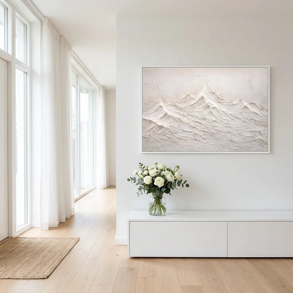 White Textured Mountain Painting AA#0270