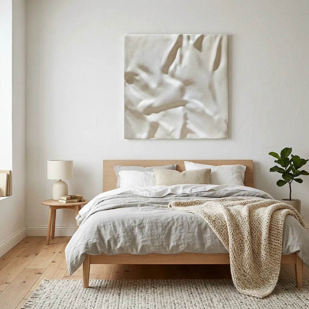 White Topographic Relief Print for Modern Wabi-Sabi YY#1508