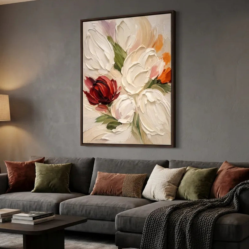 White Tulip Impasto Painting AA#0217