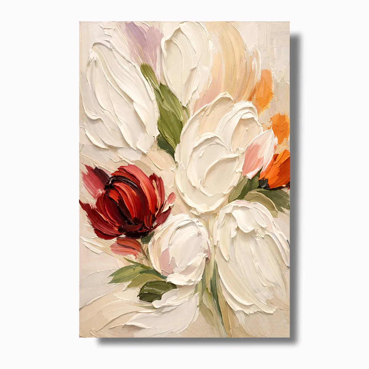 White Tulip Impasto Painting AA#0217