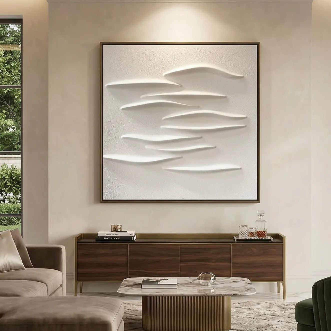 White Wave Relief Textured Painting PM#3100