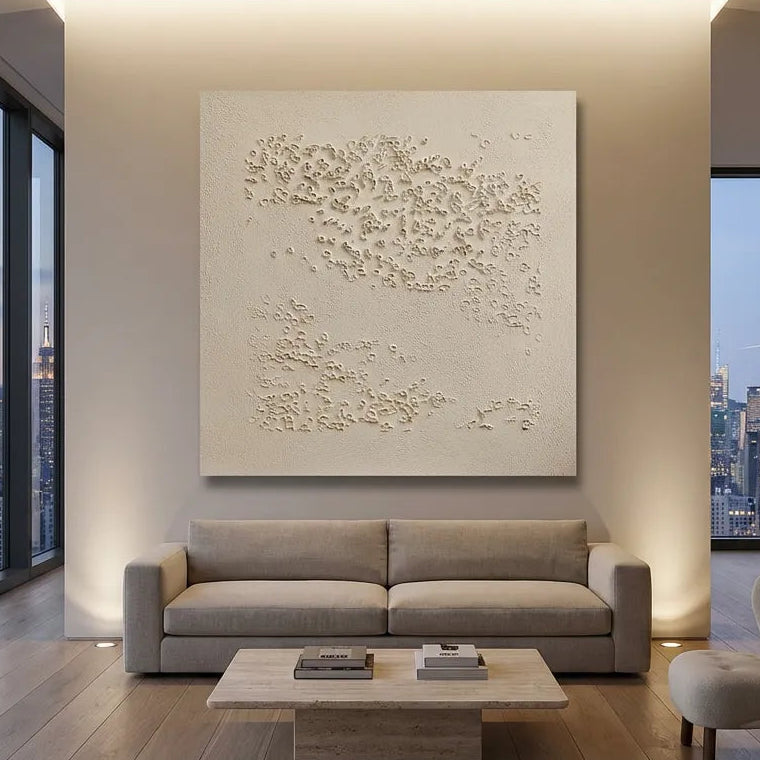 White Organic Textured Abstract Painting PM#3686